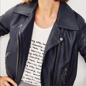 BLACK VEGAN LEATHER MOTO JACKET